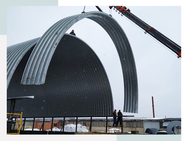 Полукруглые ангары в Переславле-Залесском